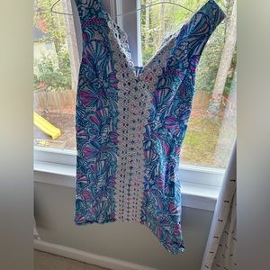 Lilly Pulitzer Target~Shift Dress~"MY FANS"~GOLD ZIP PULLY~Sz 10